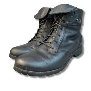 Teva Black Leather Combat Boots Women’s 7.5 Lace-Up Rugged Tread